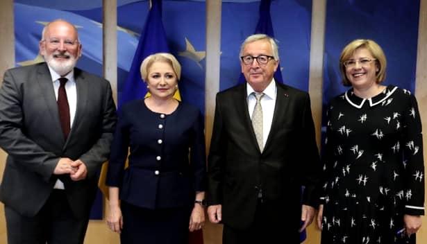 Premierul României, Viorica Dăncilă, alături de Jean Claude Juncker, preşedintele Comisiei Europene