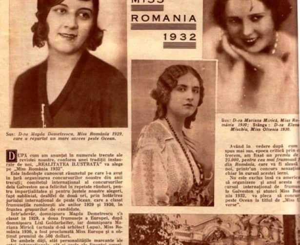 Magda Demetrescu, prima MIss România, este tânăra din în stânga fotografiei mari