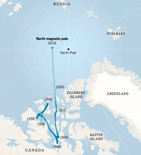 Cum s-a deplasat Polul Nord magnetic! Motivul pentru care s-a întâmplat asta. Harta estimativă
