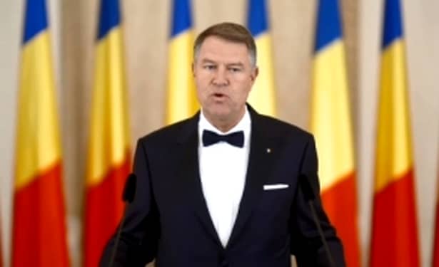Klaus Iohannis, preşedintele României, în timpul unei declaraţii publice