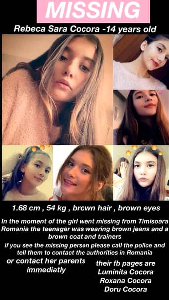 Tânăra de 14 ani a dispărut de acasă pe 11 aprilie
