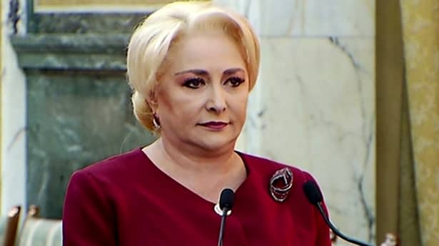 Premierul României, Viorica Dăncilă, în timpul unui discurs