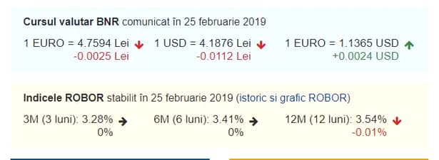 Curs valutar BNR azi, 25 februarie 2019. Ce se întâmplă cu Euro
