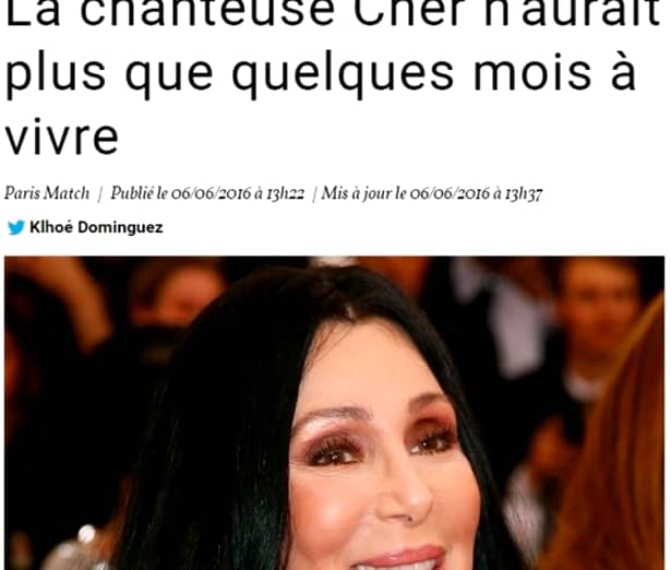 Veste tristă despre cîntăreaţa Cher. „Ştie că zilele îi sunt numărate”