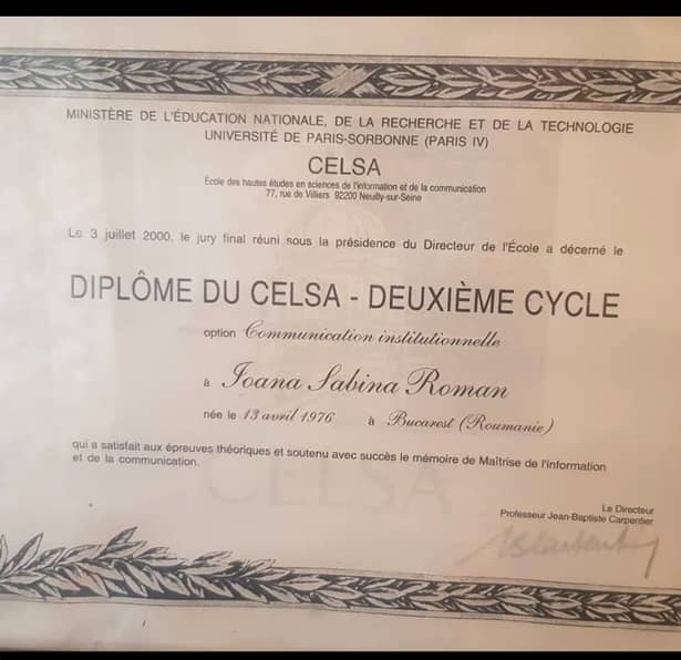 Oana Roman și-a publicat diplomele din Franța, pe rețelele de socializare! Ce le-a atras atenția tuturor