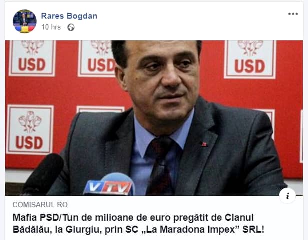Scandal pe facebook între Rareș Bogdan și Niculae Bădălău