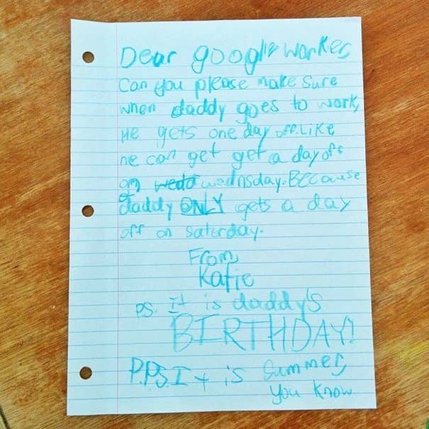 GALERIE FOTO. Scrisoarea unei fetiţe de cinci ani i-a emoţionat pe directorii de la Google