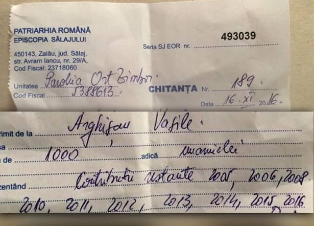 O familie săracă din Sălaj, obligată de preotul satului să plătească 1.000 de lei pentru „TAXA DE RAI”! E strigător la cer ce scrie pe CHITANŢĂ