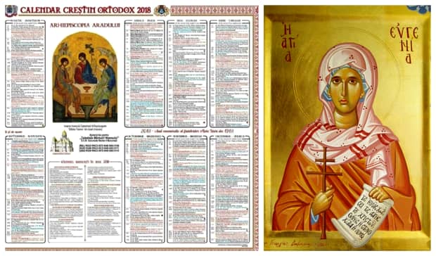 Calendar ortodox luni, 24 decembrie 2018: în Ajun este pomenită Sfânta Muceniță Eugenia