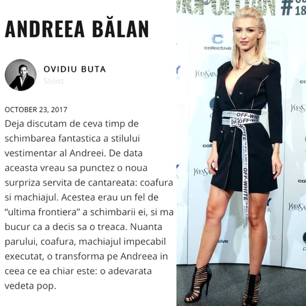 Andreea Bălan i-a demonstrat Iuliei Albu că stiliștii au lăudat-o, de-a lungul timpului