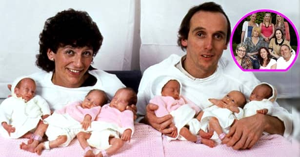 Imagine cu sixtupleții la naștere, alături de cei doi părinți