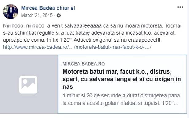 Cum îl ironiza Mircea Badea pe motociclistul Tedi Emi în 2015: “A venit salvarea să-i pună oxigen să nu crape!”