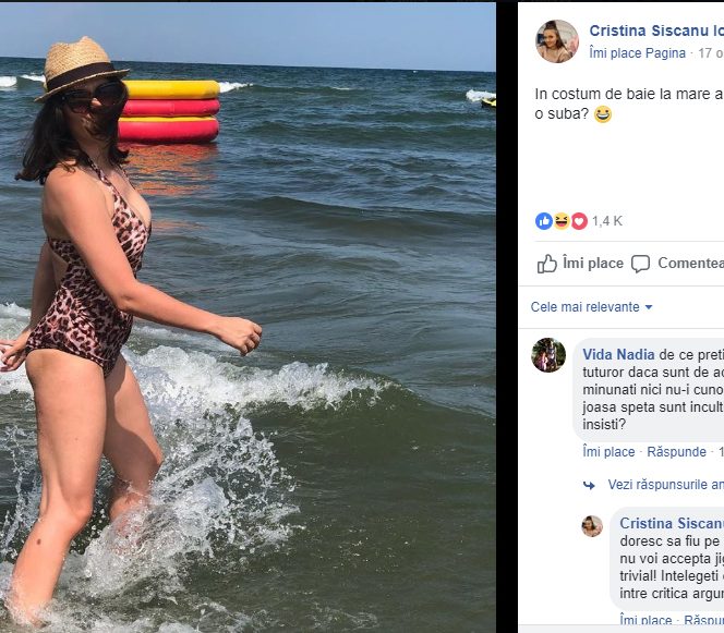 Cristina Șișcanu i-a ironizat pe cei care au criticat-o, după ce s-a pozat sexy în costum de baie