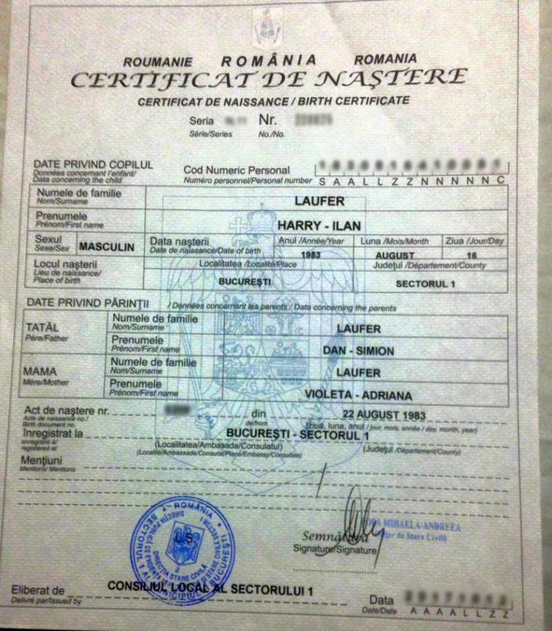ilan laufer certificat de nastere 