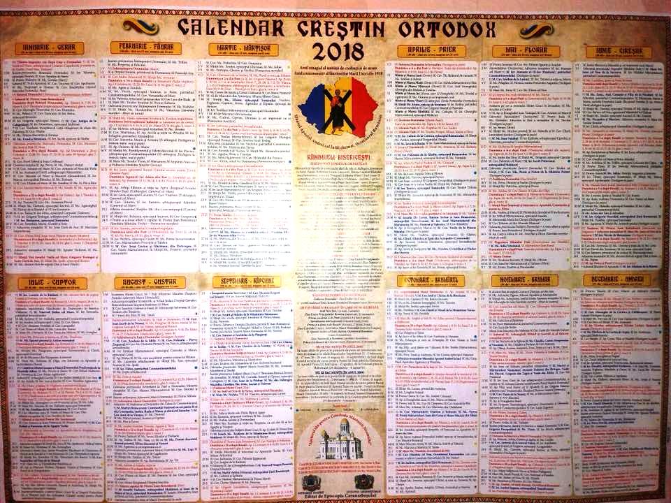 Calendar ortodox 2018