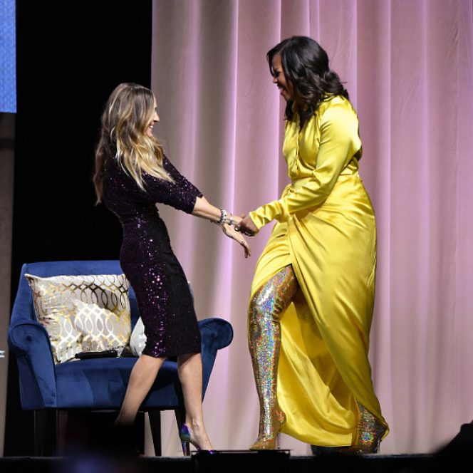Michelle Obama, apariția uimitoare cu cizmele aurii