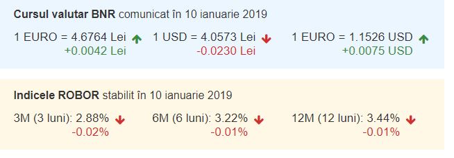 Curs valutar BNR azi, 10 ianuarie 2019. Din nou maxim istoric pentru Euro!