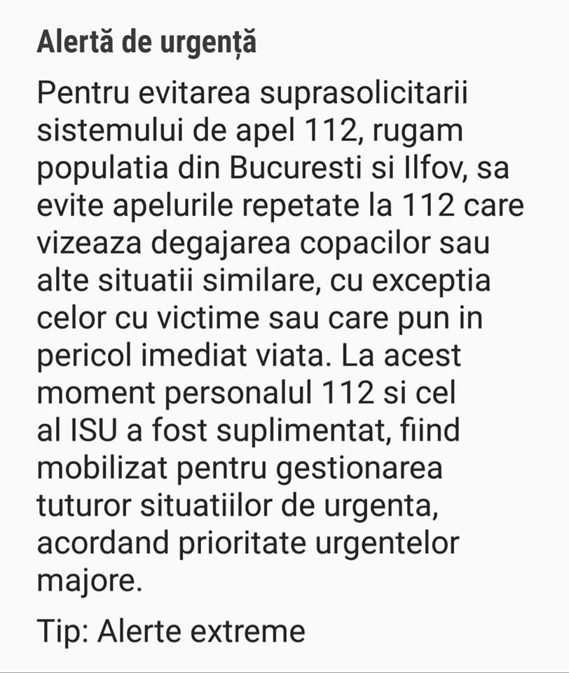 Sistemul RO-Alert, folosit în București! Alertă de urgență, de la ISU