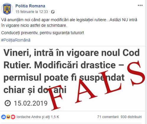 Anunțul Poliției Române: ce se întâmplă de fapt cu noul Cod Rutier, varianta 2019!
