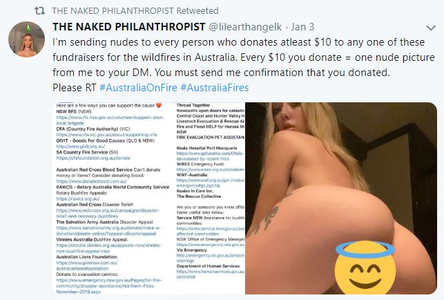 Kaylen Ward a oferit nuduri în schimbul donațiilor pentru victimele incendiului din Australia 